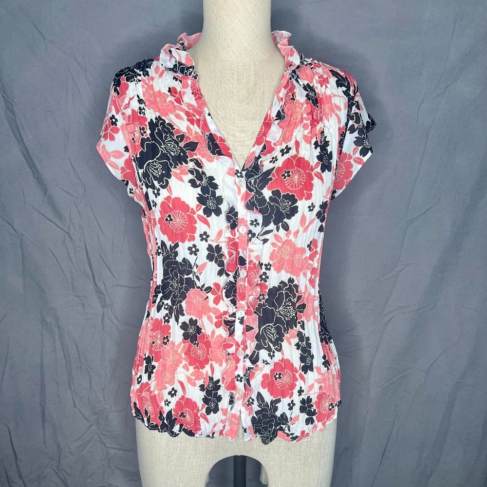 Worthington Frilly Floral Button up Top S:M